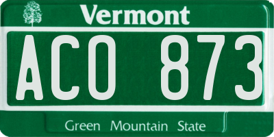 VT license plate ACO873