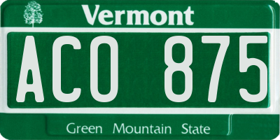 VT license plate ACO875