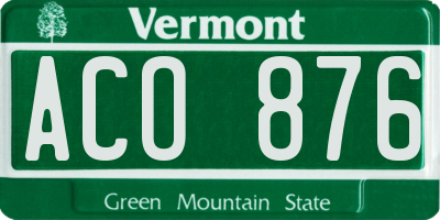 VT license plate ACO876