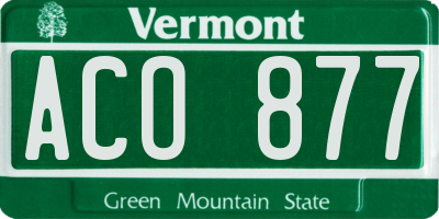 VT license plate ACO877