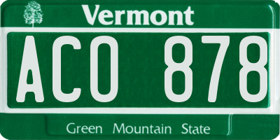 VT license plate ACO878