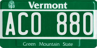 VT license plate ACO880