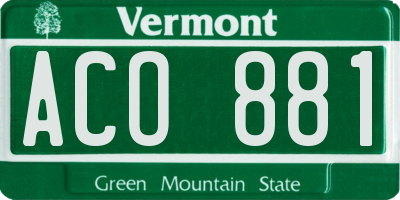 VT license plate ACO881