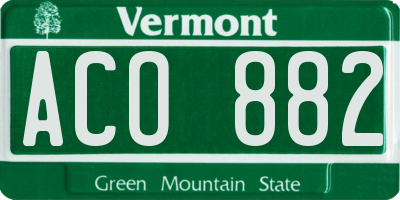 VT license plate ACO882
