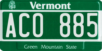 VT license plate ACO885
