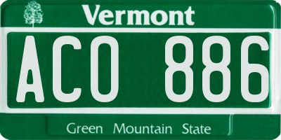 VT license plate ACO886