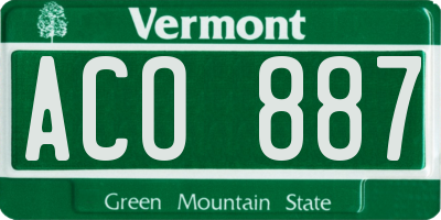 VT license plate ACO887