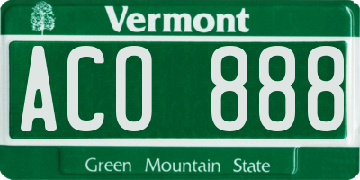 VT license plate ACO888