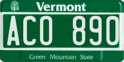 VT license plate ACO890