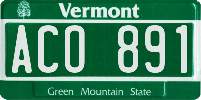 VT license plate ACO891