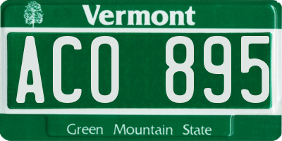 VT license plate ACO895