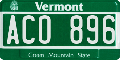 VT license plate ACO896