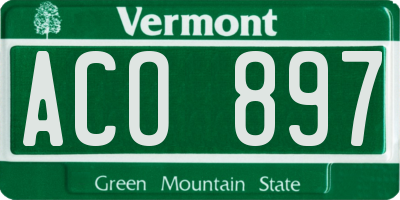 VT license plate ACO897