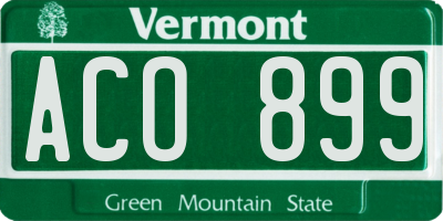 VT license plate ACO899