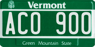 VT license plate ACO900