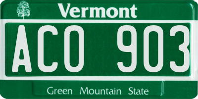 VT license plate ACO903