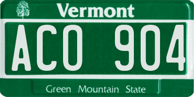 VT license plate ACO904