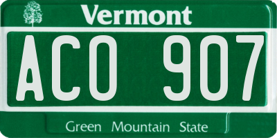 VT license plate ACO907