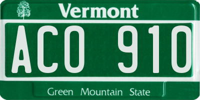 VT license plate ACO910