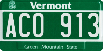 VT license plate ACO913