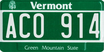 VT license plate ACO914