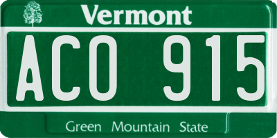 VT license plate ACO915