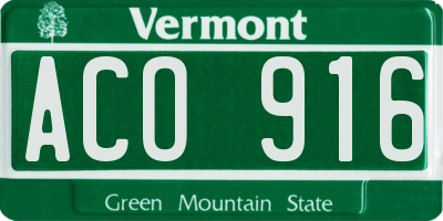 VT license plate ACO916