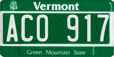 VT license plate ACO917