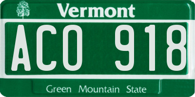 VT license plate ACO918