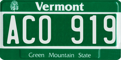 VT license plate ACO919