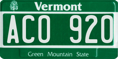 VT license plate ACO920