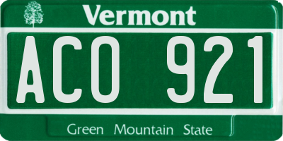 VT license plate ACO921