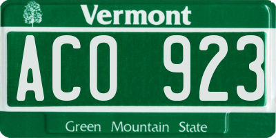 VT license plate ACO923