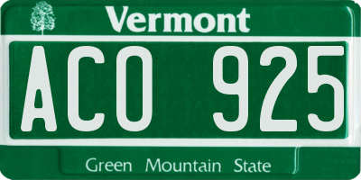 VT license plate ACO925