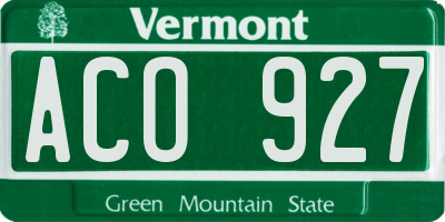 VT license plate ACO927