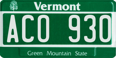 VT license plate ACO930