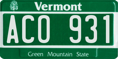 VT license plate ACO931