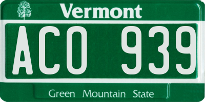 VT license plate ACO939
