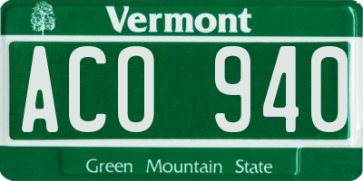 VT license plate ACO940