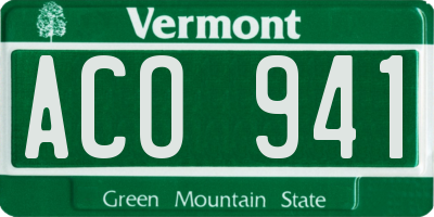 VT license plate ACO941