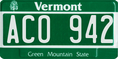 VT license plate ACO942