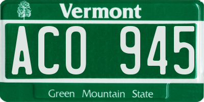 VT license plate ACO945