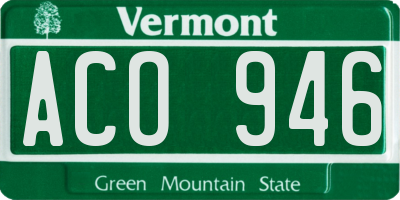 VT license plate ACO946