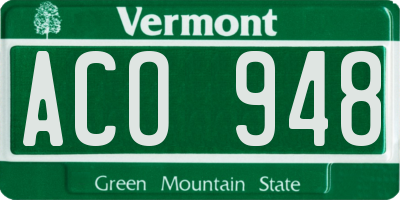VT license plate ACO948
