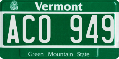 VT license plate ACO949