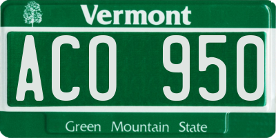 VT license plate ACO950