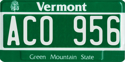 VT license plate ACO956