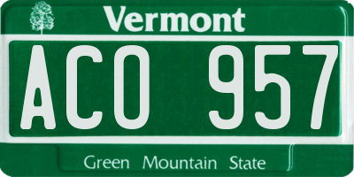 VT license plate ACO957