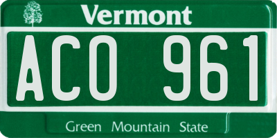 VT license plate ACO961