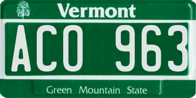 VT license plate ACO963